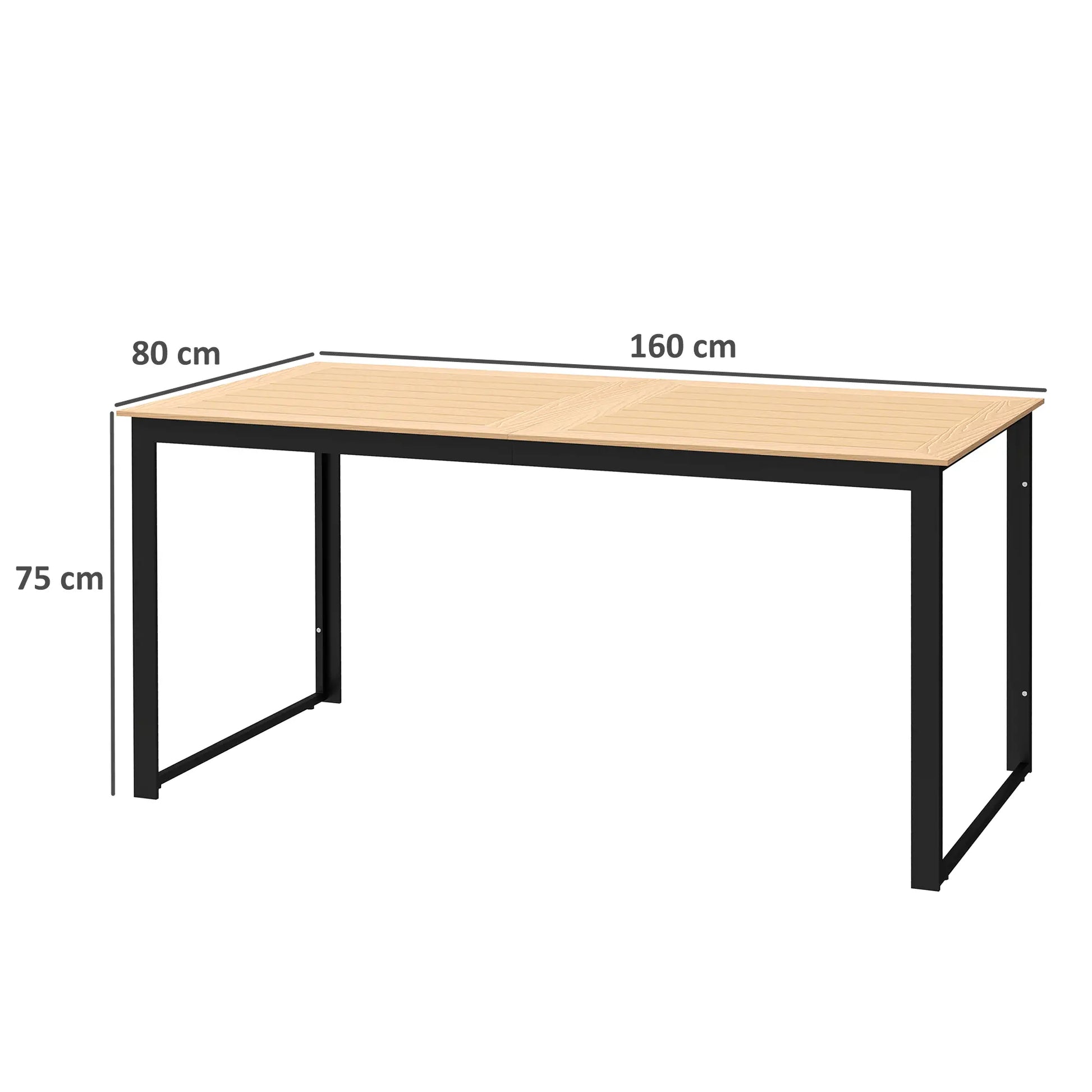 Nancy's Cornedo Tuintafel - Terrastafel - Eettafel voor Buiten - Teak / Zwart - ± 160 x 80 x 75 cm