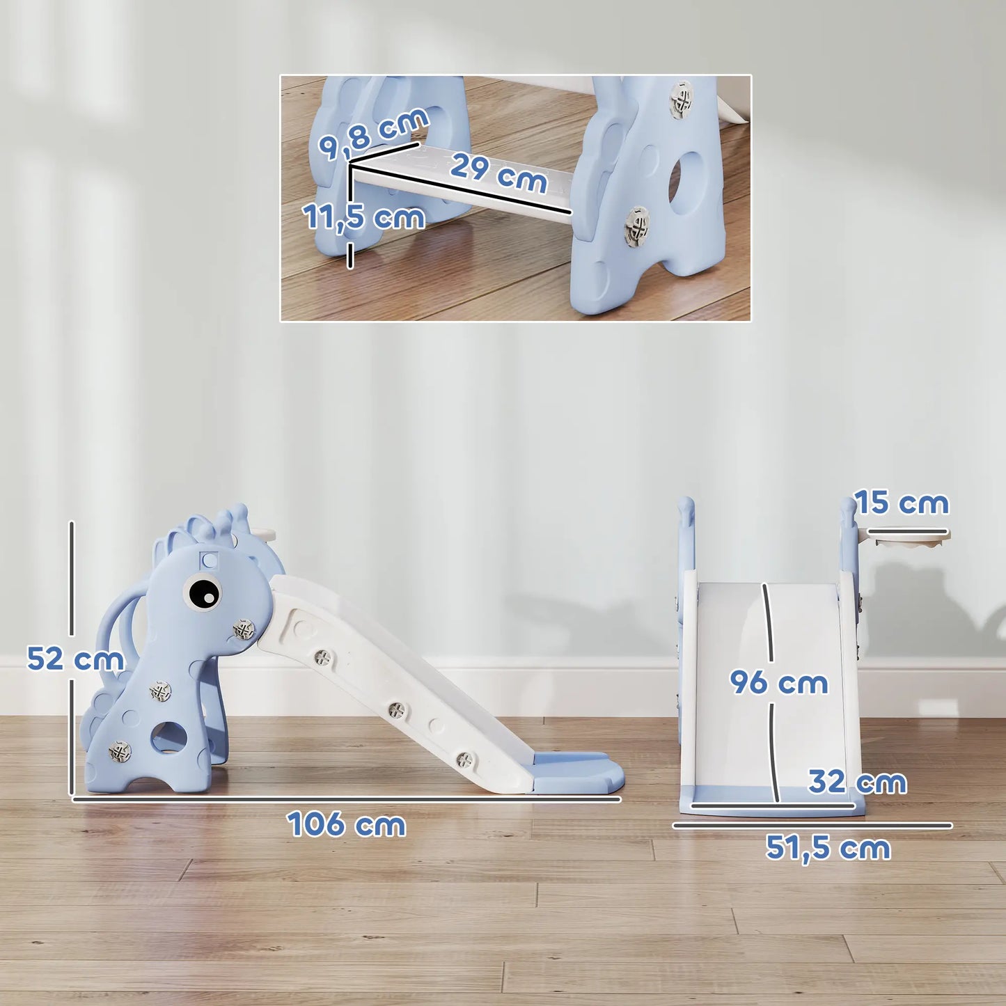 Nancy's Compiano Glijbaan - Kinderglijbaan - Speeltoestel - Blauw / Wit