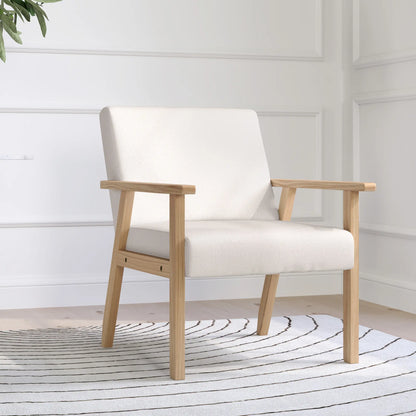 Nancy's Nabais Fauteuil - Relaxstoel - Stoel - Scandinavisch - Roomwit - Linnen / Dennenhout