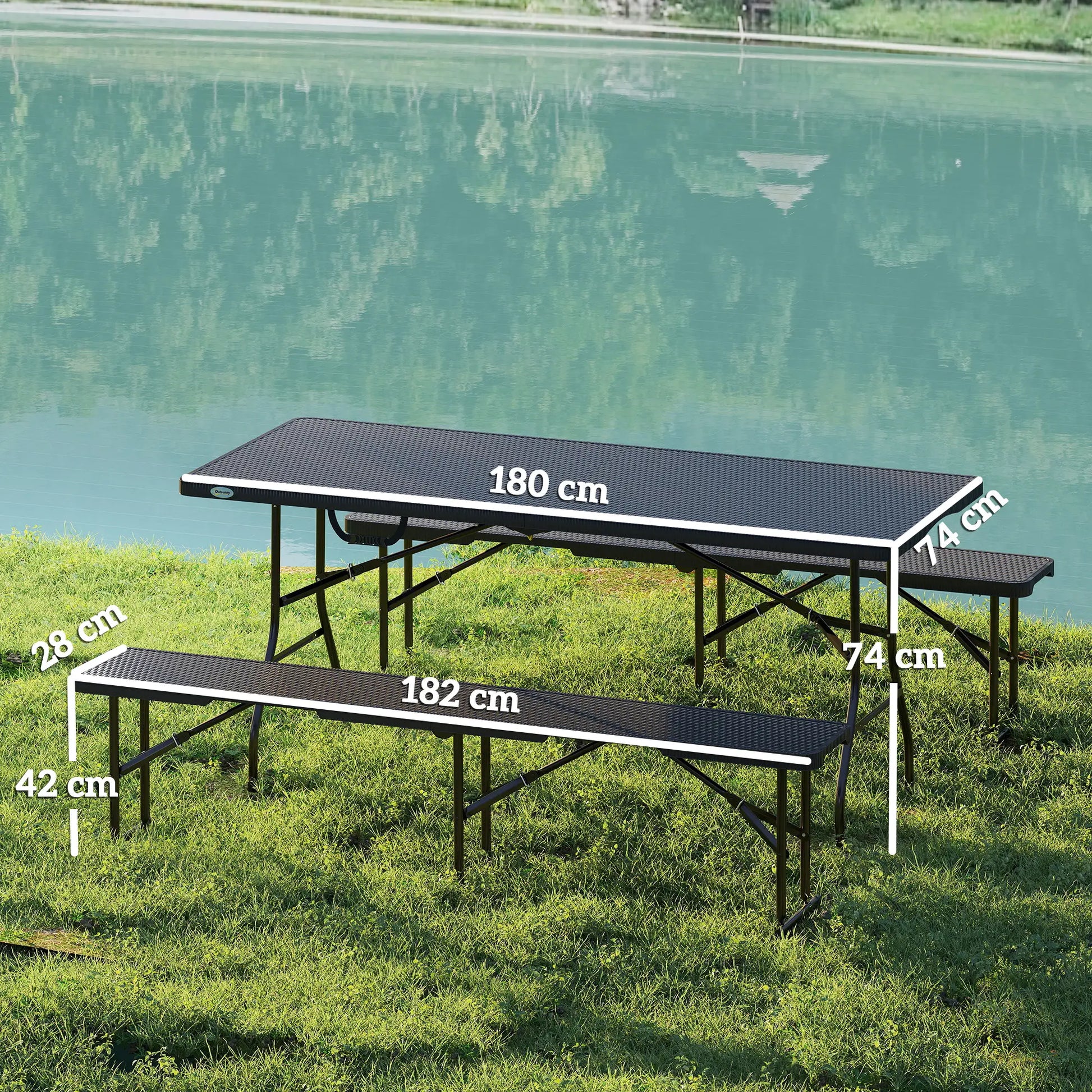 Nancy's Fauglia Picknicktafel - Campingtafel - Inklapbaar - Zwart / Bruin