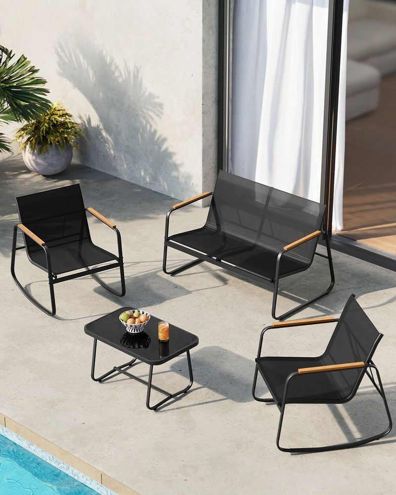 Nancy's Entracque Tuinset - Tuinmeubelset - 4-Delige Set voor Buiten - Zwart