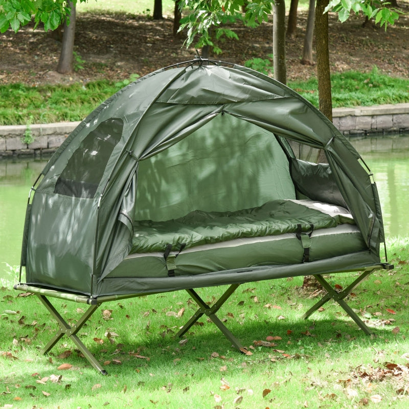 Tente de camping Nancy's Chunch - Tente de camping - Avec matelas - Vert - ± 195 x 85 x 160 cm