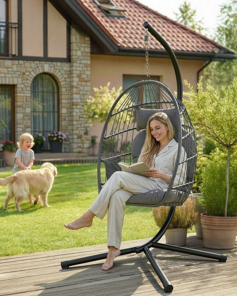 Nancy's Rovescala Loungestoel - Ei-stoel - Tuinstoel - Ergonomisch - Grijs