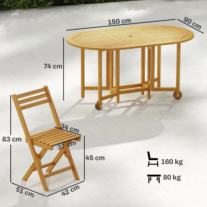 Nancy's Sarnonico Tuinset - Tuinmeubelset - Weerbestendig - Uitschuifbare tafel - Acaciahout