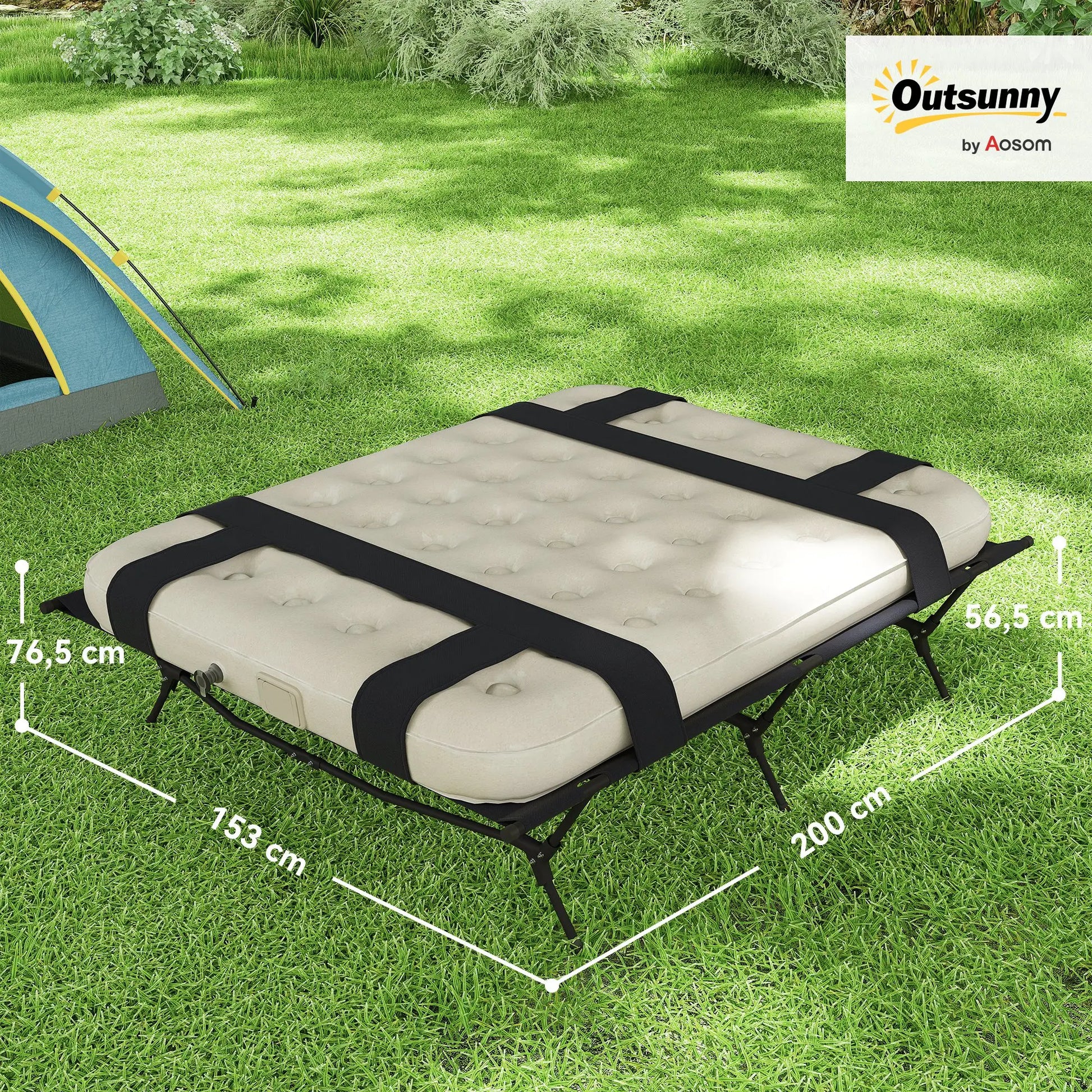 Nancy's Druogno Campingbed - 2-Persoons Luchtbed - Automatische Luchtpomp - Zwart / Kaki