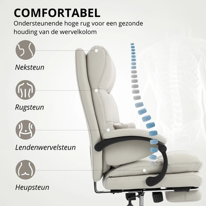 Nancy's Palmi Bureaustoel - Kantoorstoel - Computerstoel - Verstelbaar - Grijs - Kunstleer