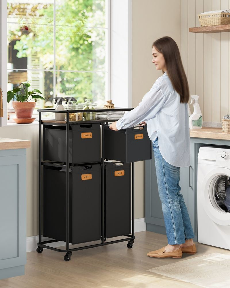 Nancy's Nave Wasmand - Wassorteerder - Wasbox - Zwart / Bruin - 150 Liter