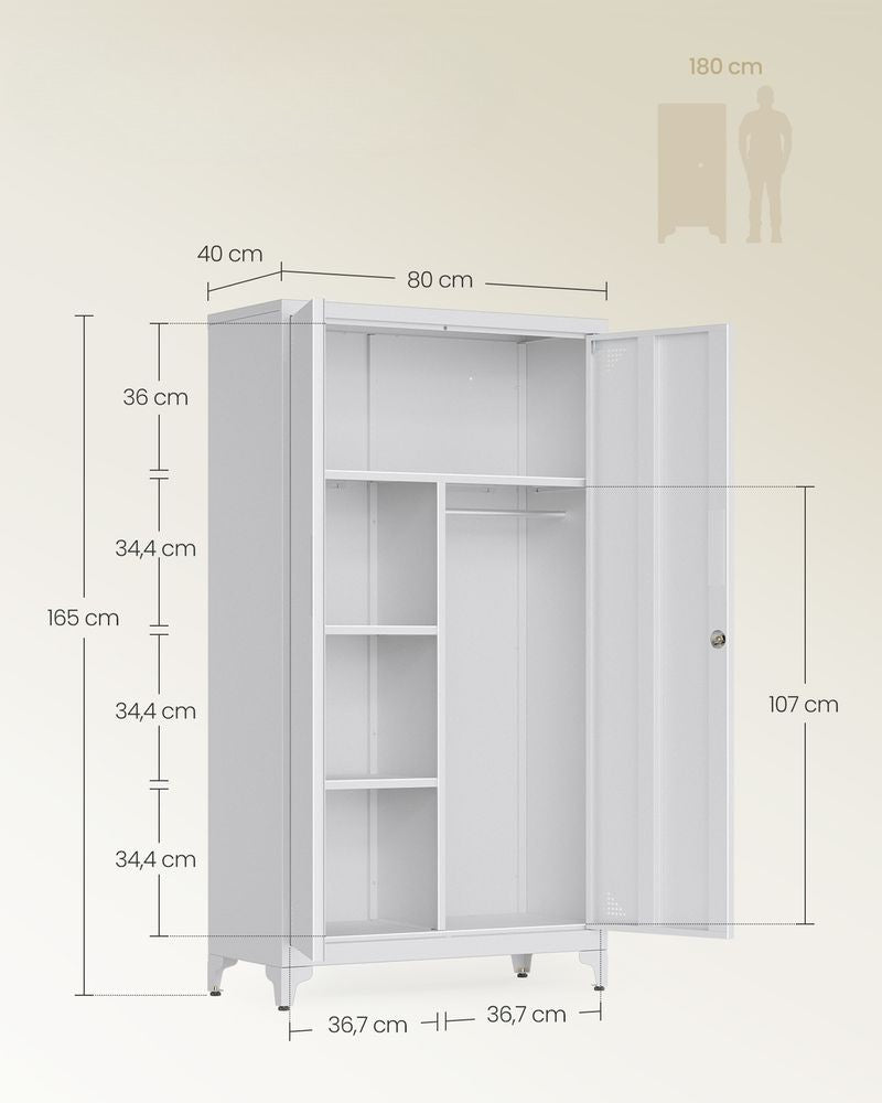 Nancy's Seveso Archiefkast - Dossierkast - Kantoorkast - Matgrijs - Staal - 80 x 40 x 165 cm