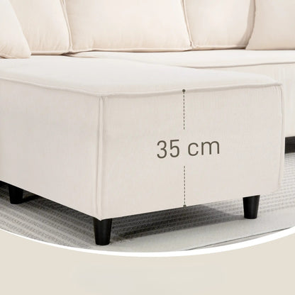Nancy's Licata Hoekbank - Rechts of Links - Crèmewit - Corduroy - ± 240 x 155 x 85 cm