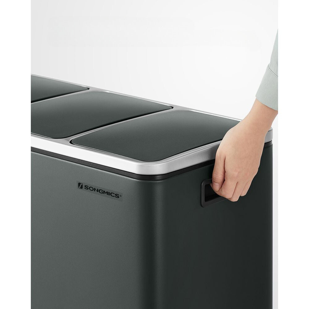 Nancy's Barry Prullenbak 54L - Afvalscheidingprullenbakken - Groen-grijs l - 61,5 x 56 x 31,5 cm B x H x D
