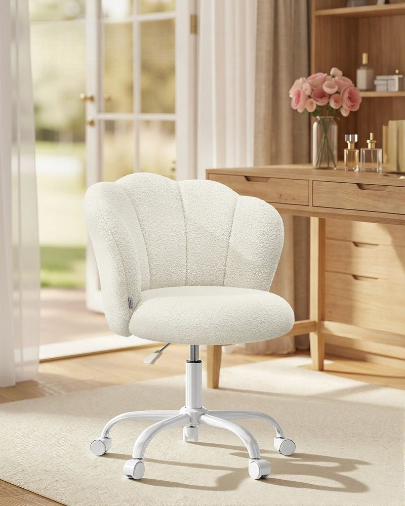 Nancy's Serrone Make-Up Krukje - Make-Up Stoel - Kaptafel Kruk - Kaptafel Stoel - Crèmewit - Fleece