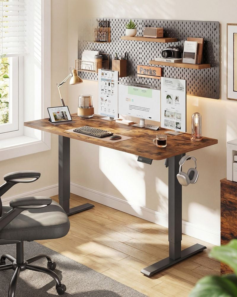 Nancy's Pozzilli Verstelbaar Bureau - Zit/Sta Bureau - Elektrisch verstelbaar - Vintage Bruin - ± 140 x 60 x 72-120 cm