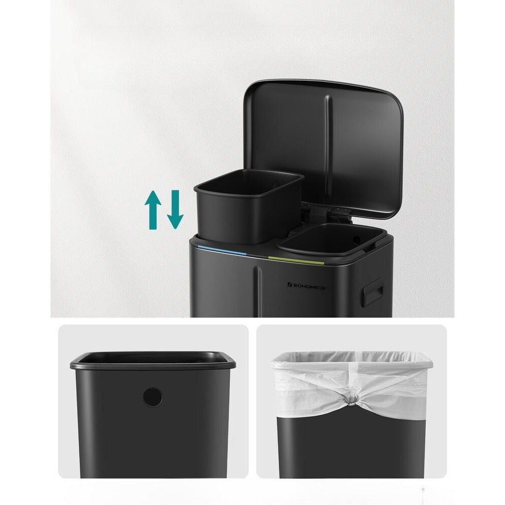 Nancy's Cookville Prullenbak- Afvalscheiding - 40 L - Pedaalemmer - Metaal - Handgrepen - Softclose - Zilver - 44,5 x 36 x 60 cm