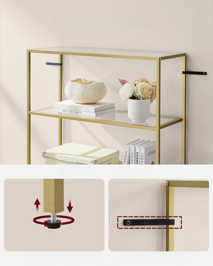 Nancy's Swindon Wall Cabinet Gold - Bibliothèque - Moderne - Acier - Verre - 80 x 30 x 177,3 cm