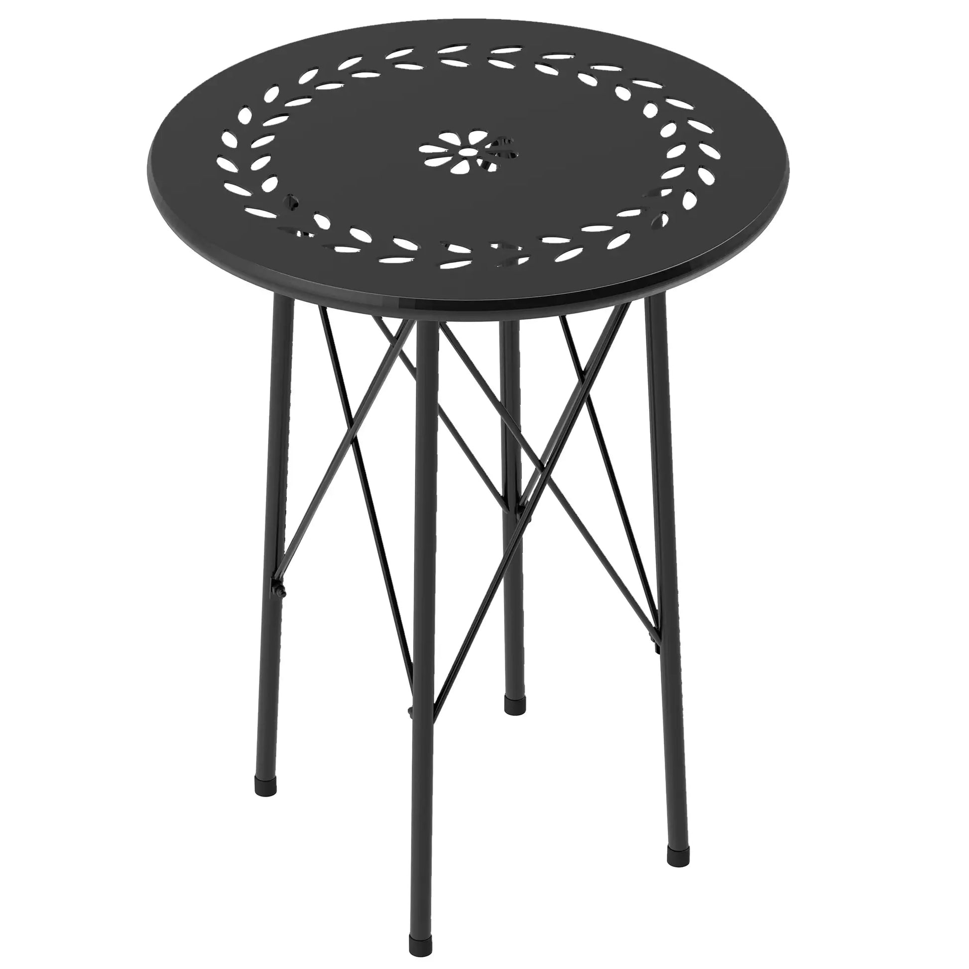 Nancy's Cimone Balkontafel - Tuintafel - Bijzettafel voor buiten - Zwart - Staal - Ø40 x 50 cm