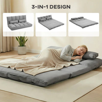 Nancy's Piraino Zitzak met slaapfunctie - Vloerbank - Volledig verstelbaar - Lichtgrijs - Suede