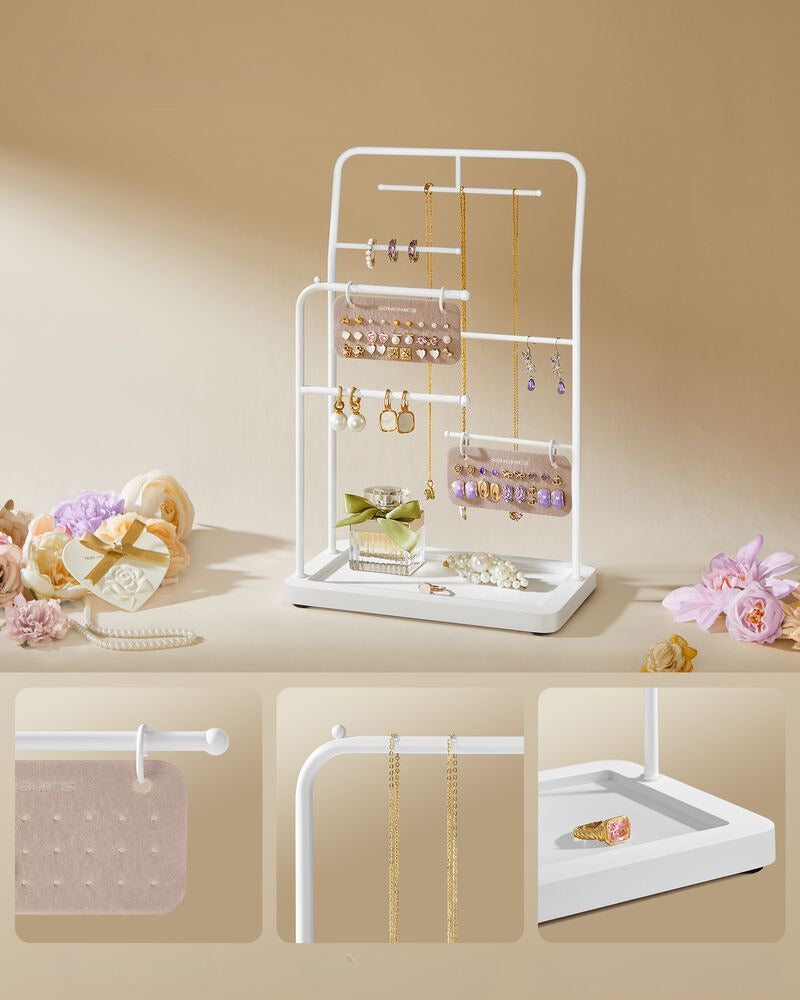 Nancy's Casegas Sieradenhouder - Sieraden rek - Sieradenstandaard - Wit - Staal / Fluweel - Nancy Homestore
