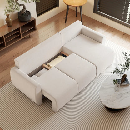 Nancy's Staletti Slaapbank - Logeerbed - Ligbank - Opbergruimte - Crèmewit - Velours