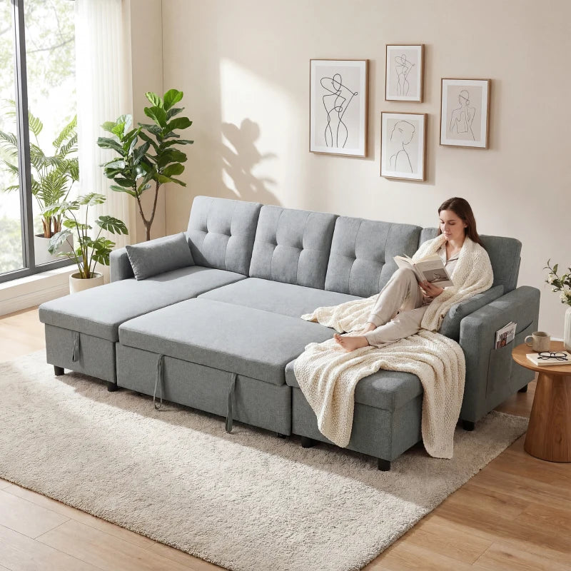 Nancy's Stagno Slaapbank - Logeerbed - Ligbank - Grijs - Linnen