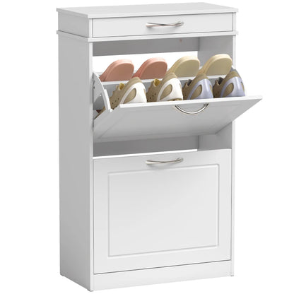 Nancy's Telese Schoenenkast - Opbergkast voor schoenen - Verstelbare indeling - Wit - MDF - ± 55 x 25 x 90 cm