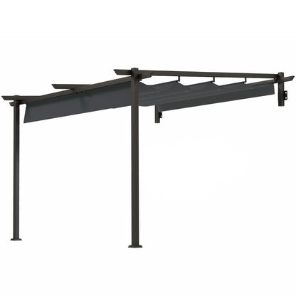 Nancy's Susegana Terrasoverkapping - Uitschuifbaar dak - Paviljoen - UV-Bescherming - Grijs - ± 295 x 295 x 200/230 cm