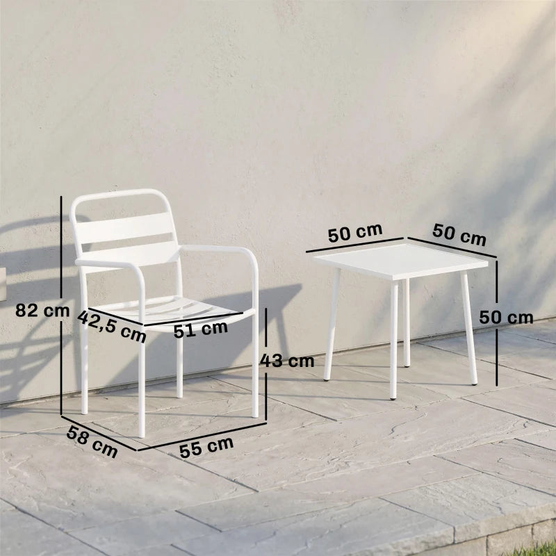 Nancy's Sarmede Bistroset - Balkonset - Tuinset - 3-Delig - Wit - Staal