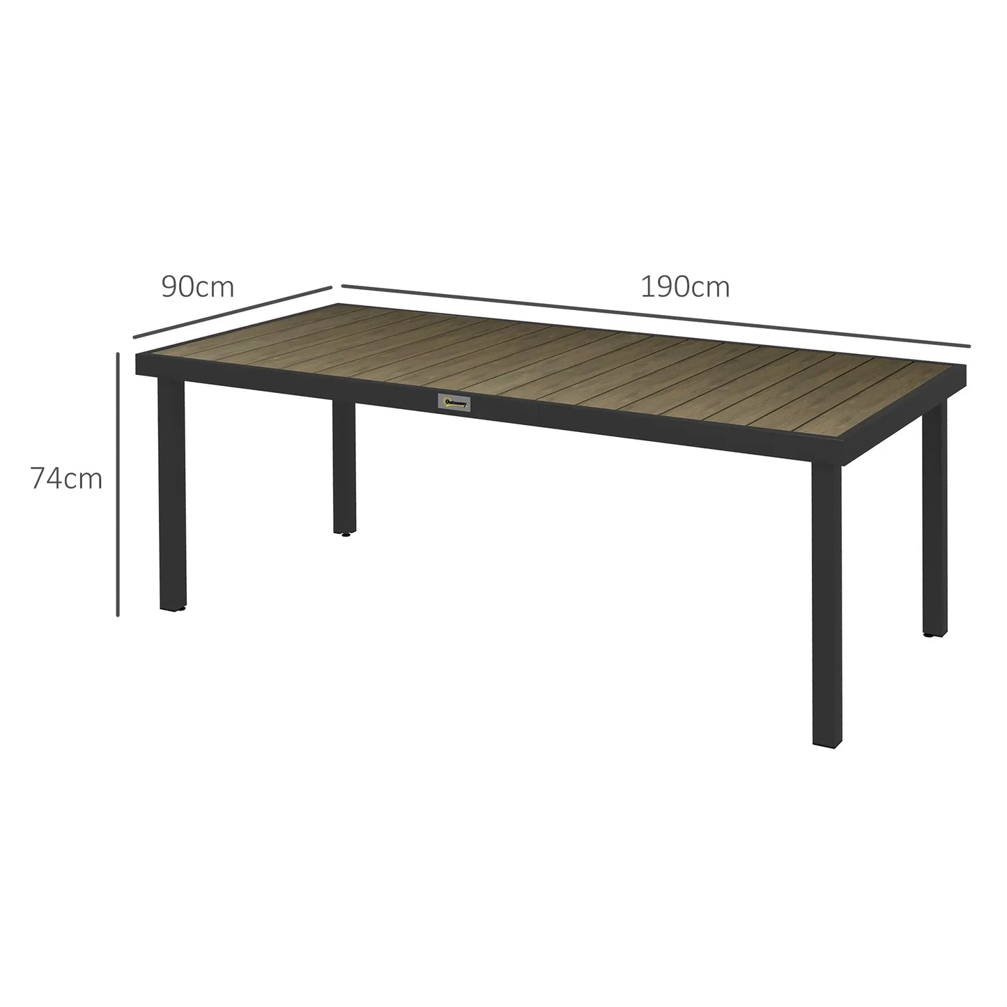 Nancy's Cogula Tuintafel - Terrastafel - Natuurlijk Hout / Zwart - ± 190 x 90 x 75 cm
