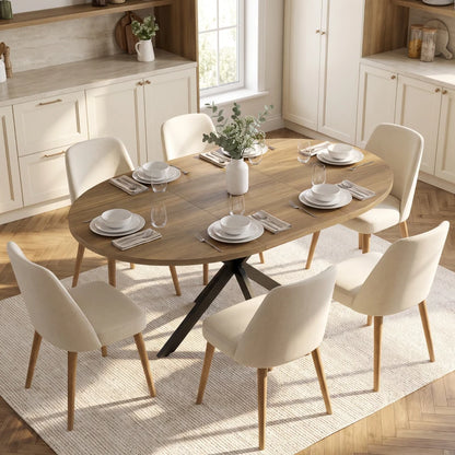 Nancy's Tossicia Eettafel Ovaal - Uitschuifbare eettafel - Tafel ovaal - Bruin / Zwart - MDF / Staal