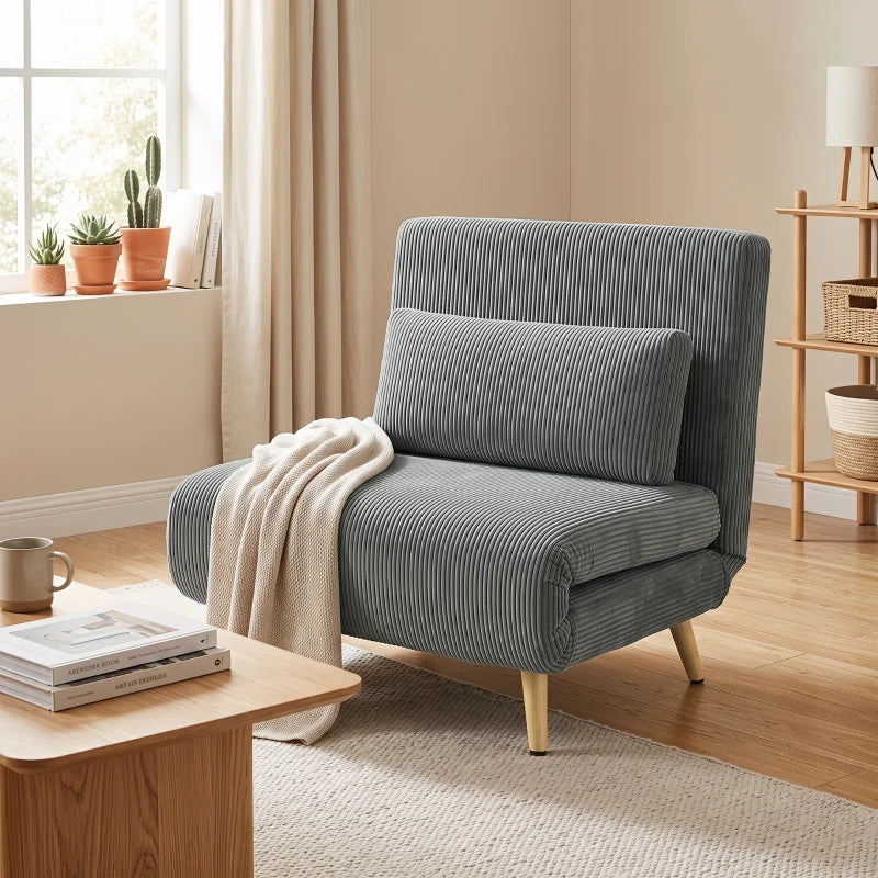 Nancy's Varazze Slaapfauteuil - Slaapbank - Slaapstoel - Verstelbare rugleuning - Grijs - Corduroy