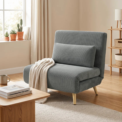 Nancy's Varazze Slaapfauteuil - Slaapbank - Slaapstoel - Verstelbare rugleuning - Grijs - Corduroy