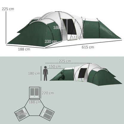 Nancy's Concei Kampeertent - Camping Tent - 3 Slaapcabines - Waterdicht - Groen