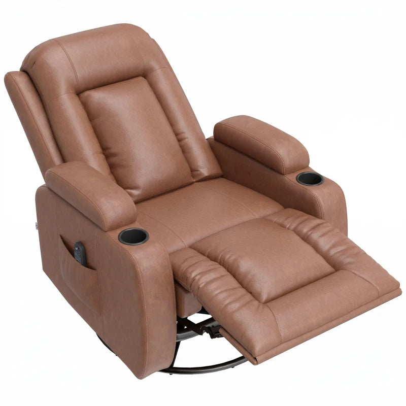 Nancy's Tavarnuzze Massagestoel - Relaxfauteuil - Massagefauteuil - Verwarmde massage & ontspanning - Lichtbruin - Kunstleer
