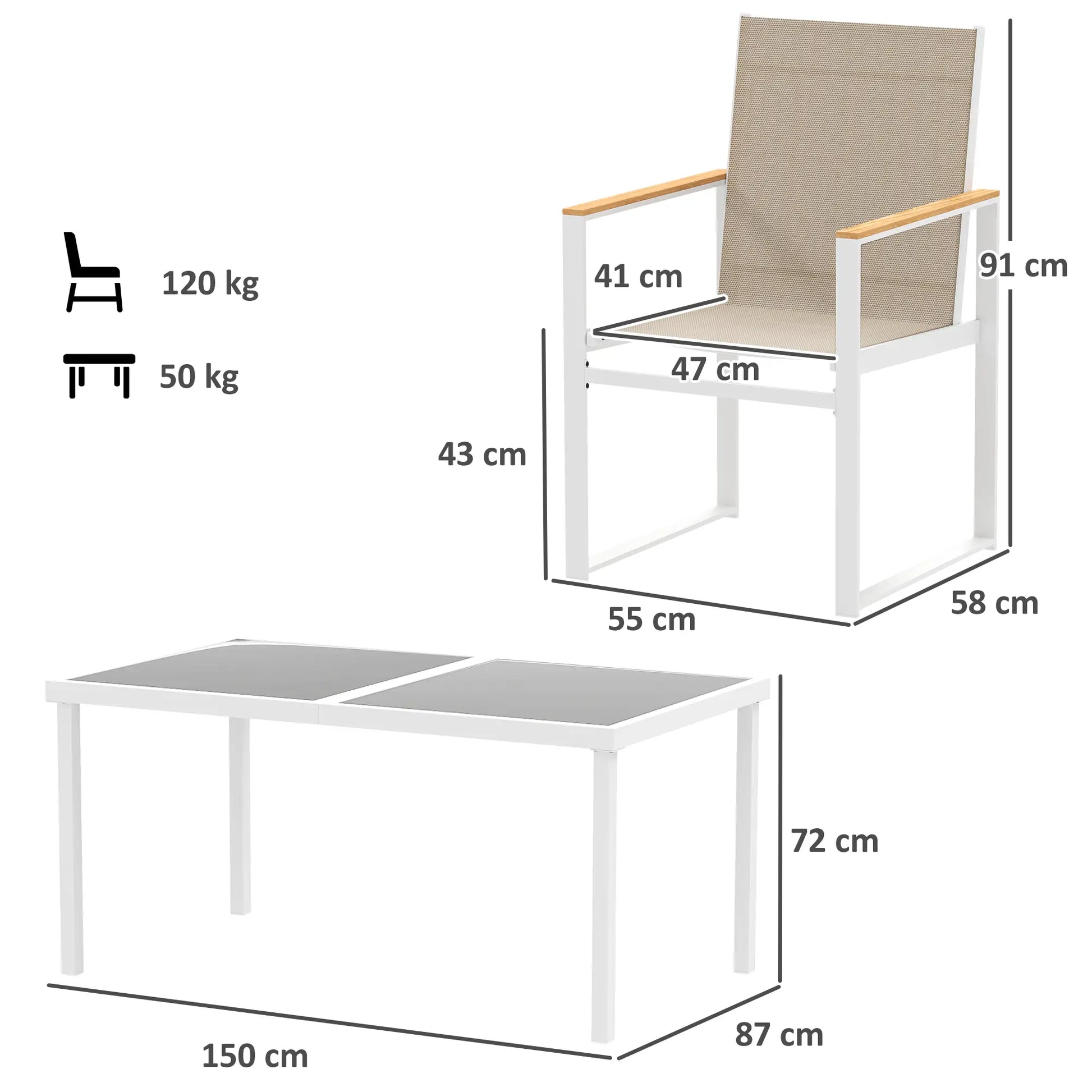 Nancy's Chavães Tuinset - Diningset voor Buiten - Tuinstoelen - Tuintafel