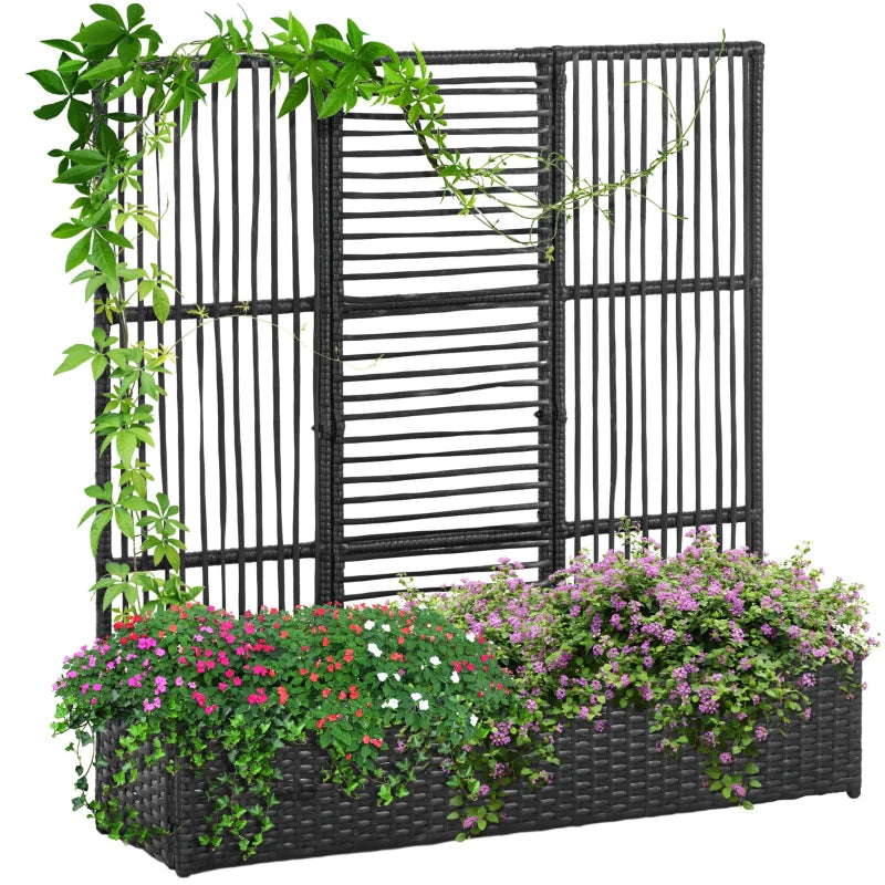 Nancy's Bemposta Plantenbak - Bloembak - Tuinbed - Bloembed - Zwart - Rotan ± 100 x 100 x 30 cm