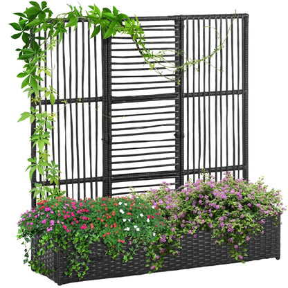 Nancy's Bemposta Plantenbak - Bloembak - Tuinbed - Bloembed - Zwart - Rotan ± 100 x 100 x 30 cm