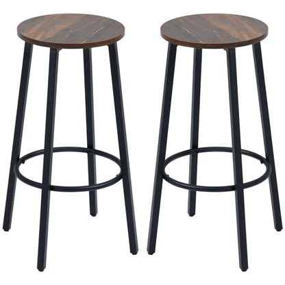 Nancy's Quieira Barkrukken - Set van 2 - Bruin / Zwart - Ø 42x 65 cm