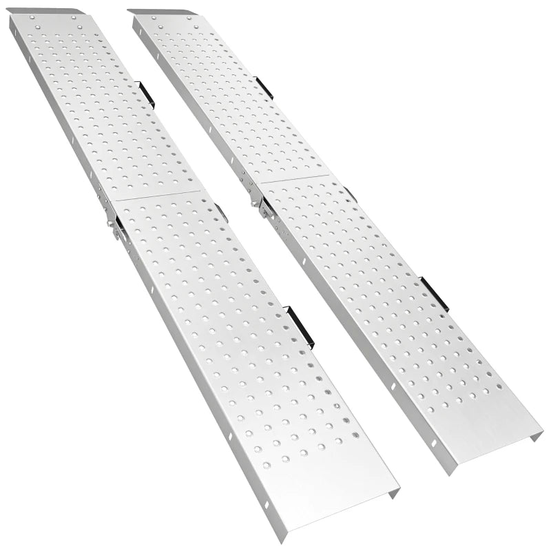 Nancy's Tarsogno Laadbruggen - Set van 2 - Oprijbruggen - Oprijplaten - Antislip - Zilver - Staal - 180 x 25,5 x 6,5 cm