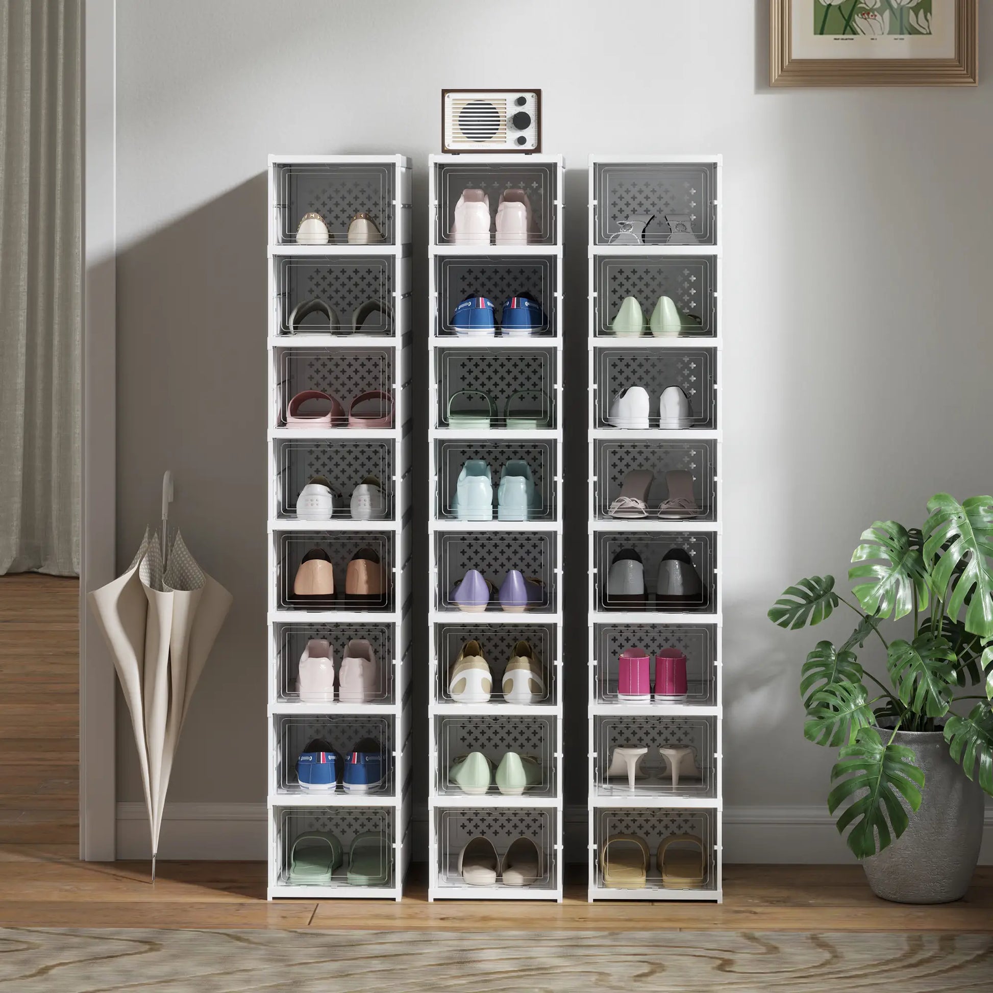 Nancy's Fiumicello Schoenenkast - Opbergkast voor Schoenen - Wit - ± 25 x 35 x 140 cm