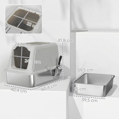 Nancy's Taormina Kattenbak - Katten Toilet - Katten WC - Lichtrijs - RVS / Kunststof - ± 60 x 40 x 40 cm