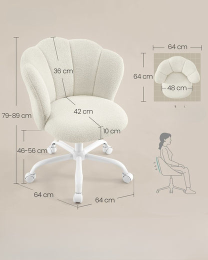 Nancy's Serrone Make-Up Krukje - Make-Up Stoel - Kaptafel Kruk - Kaptafel Stoel - Crèmewit - Fleece