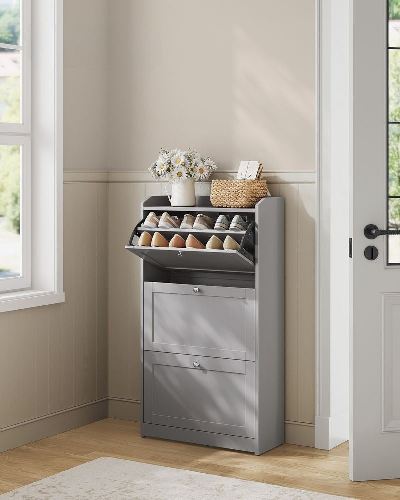 Nancy's Sortelha Schoenenkast - Schoenenrek - Grijs - ± 60 x 25 x 110 cm