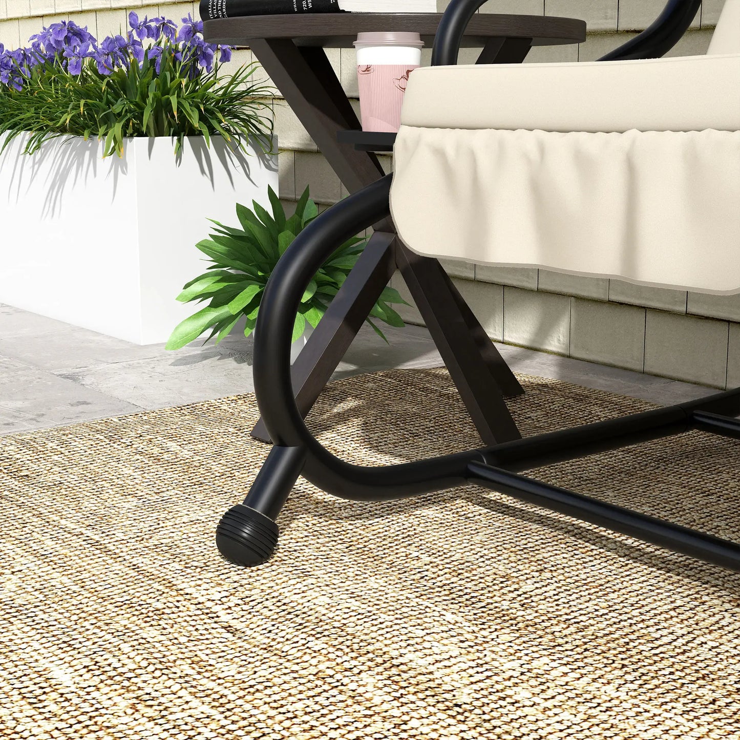 Nancy's Cordignano Schommelbank - Tuinschommel - Hollywood Schommel met zonnekap - Roomwit - ± 200 x 120 x 165 cm
