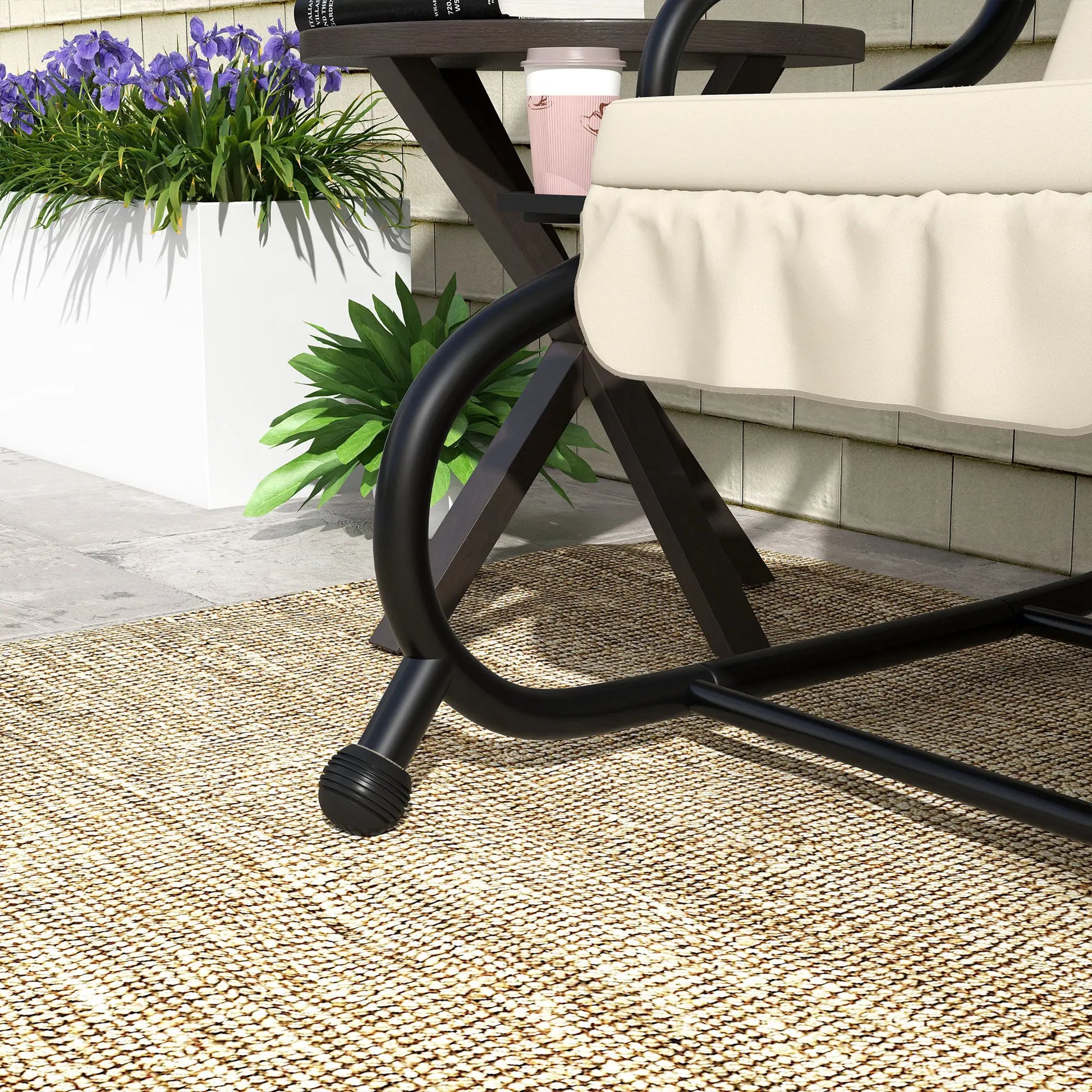 Nancy's Cordignano Schommelbank - Tuinschommel - Hollywood Schommel met zonnekap - Roomwit - ± 200 x 120 x 165 cm
