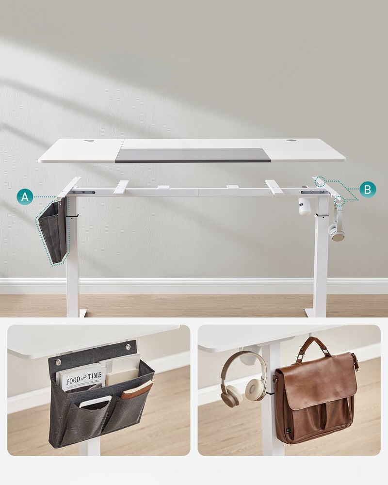 Nancy's Brandon Elektrisch Zit Sta Bureau - Computertafel - Werkbureau - Wit - Modern - 160 x 70 x 72-120 cm
