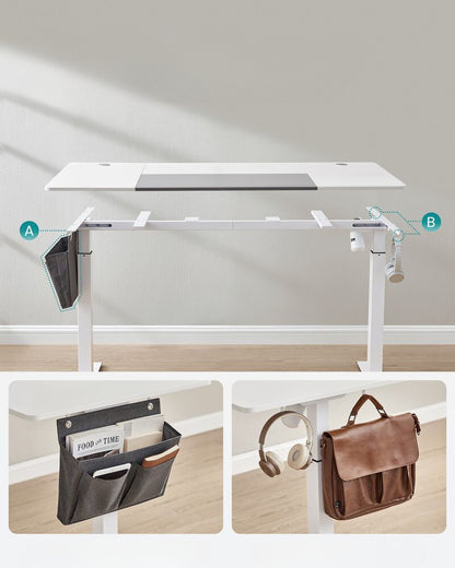 Nancy's Brandon Elektrisch Zit Sta Bureau - Computertafel - Werkbureau - Wit - Modern - 160 x 70 x 72-120 cm