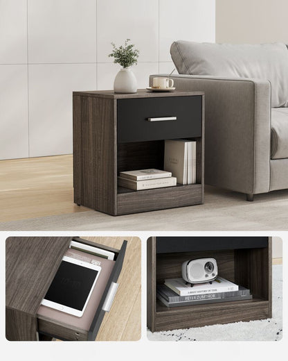 Copy of Nancy's Askern Bedside Table Brown - Black - Side table with drawer - Modern - 39 x 28 x 41 cm