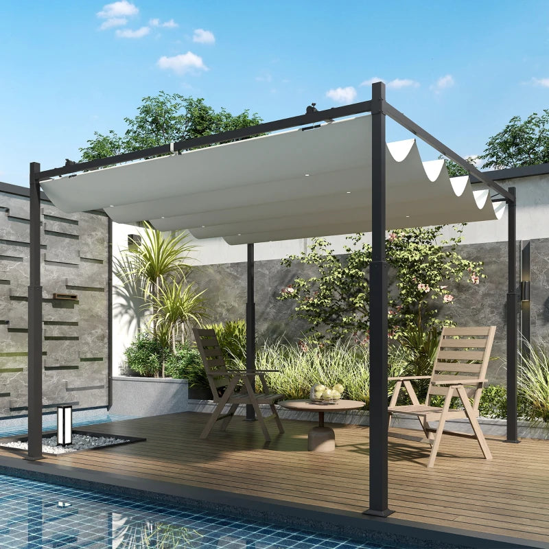 Nancy's Sulzano Pergola - Tuinpaviljoen - Uitschuifbare luifel - UV-Bescherming - Crèmewit - ± 300 x 300 x 230 cm