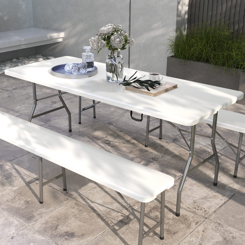 Nancy's Tarragona Picnic table - Camping table - Foldable - White - ± 180 x 75 x 75 cm