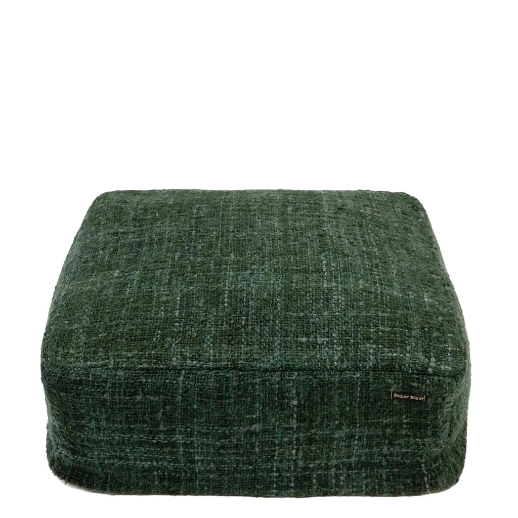 Bazar Bizar Bali Poef - Groen - Katoen - 60 x 60 x 25 cm