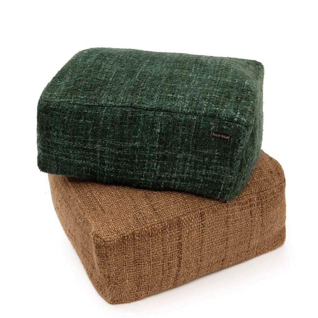Bazar Bizar Bali Poef - Groen - Katoen - 60 x 60 x 25 cm